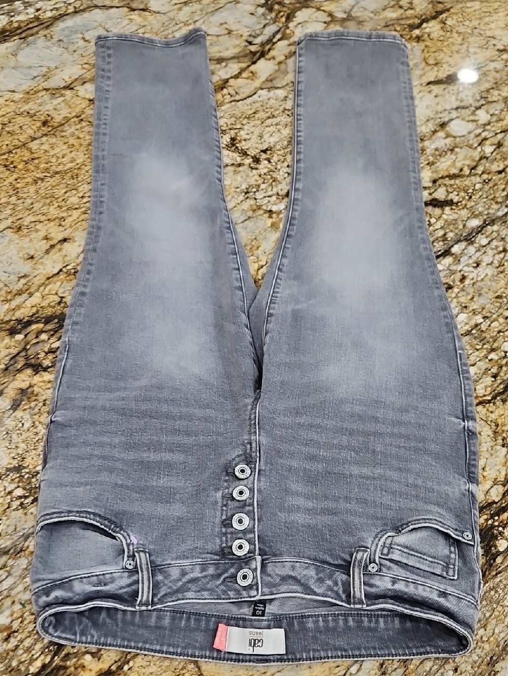 CAbi Women's Gray Button-Fly Jeans. Size 10 Inseam 27.5" Rise 8"